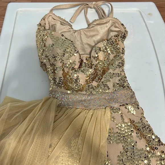 Gold draped skirt dance costume lyrical - Picture 6 of 13